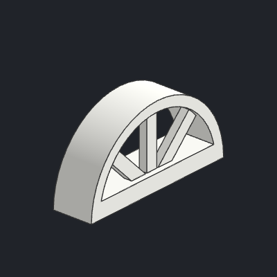 Window 1 x 4 x 1 2/3 with Spoked Rounded Top