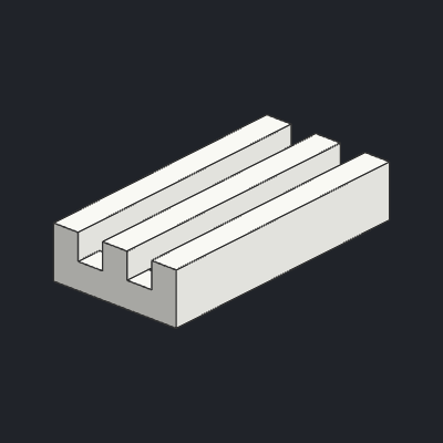 Tile, Modified 1 x 2 Grille without Bottom Groove