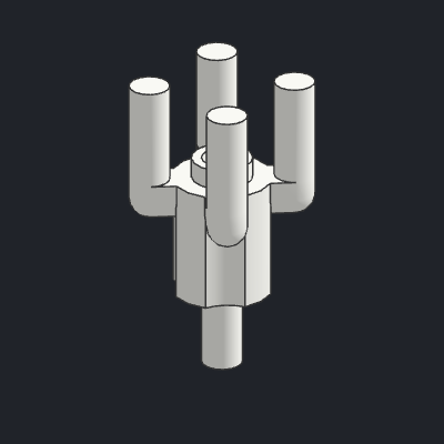 Bar 1.2L with Top Stud and 4 Bar Arms Up (Palm Tree Top)