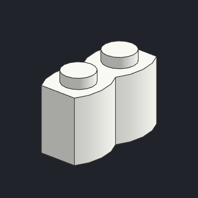 Brick, Modified 1 x 2 with Log Profile