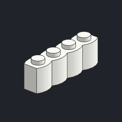 Brick, Modified 1 x 4 with Log Profile