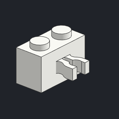 Brick, Modified 1 x 2 with Split U Clip Thick (Vertical Grip)