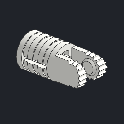Hinge Cylinder 1 x 2 Locking with 2 Fingers and Axle Hole on Ends with Slots