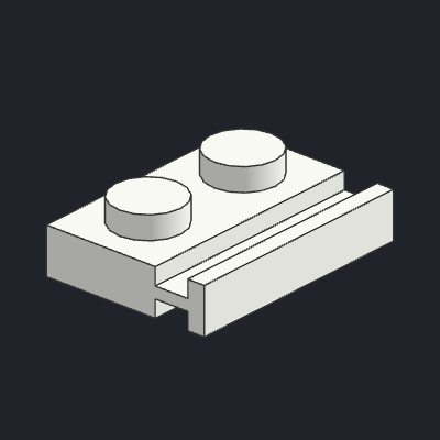 Plate, Modified 1 x 2 with Door Rail