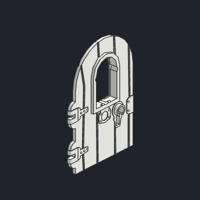 Door 1 x 4 x 6 Round Top with Window and Keyhole, Nonreinforced Edge
