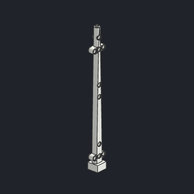 Boat, Mast 2 x 2 x 20 with Holes and Axle Hole (x Shape / + Orientation)