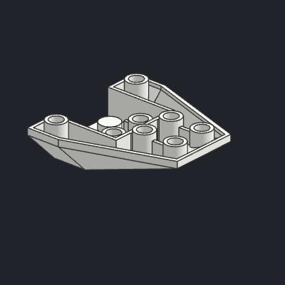 Wedge 4 x 4 Triple Inverted with Connections between 2 Studs
