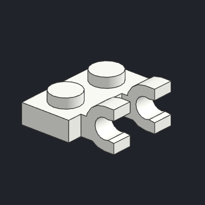 Plate, Modified 1 x 2 with 2 U Clips (Horizontal Grip)