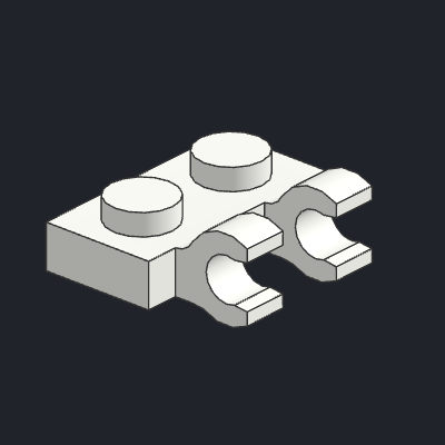 Plate, Modified 1 x 2 with 2 Open O Clips (Horizontal Grip)