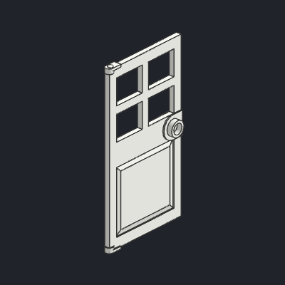 Door 1 x 4 x 6 with 4 Panes and Stud Handle