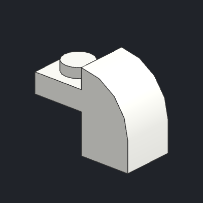 Slope, Curved 2 x 1 x 1 1/3 with Recessed Stud
