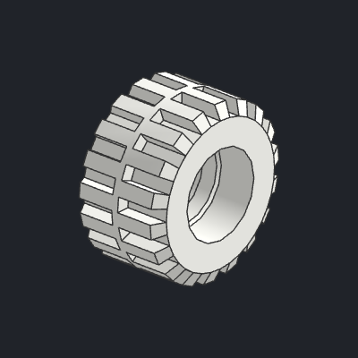 Tire 21mm D. x 12mm - Offset Tread Small Wide, Band Around Center of Tread